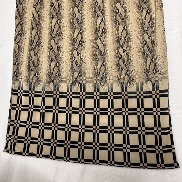 Mlle Gabrielle Tan Black Print Travel Knit Skirt Women's Size 3x Business Casual - Picture 5 of 15